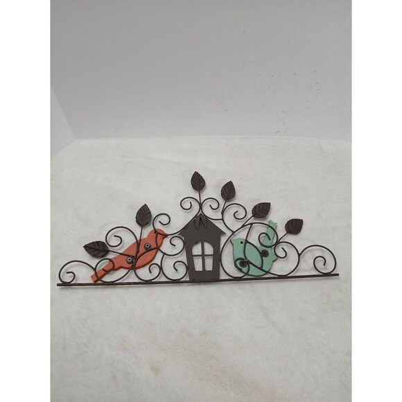 Farmhouse Style Metal Bird & Birdhouse Hanging Wall Art Decor 19" W - Picture 4 of 9